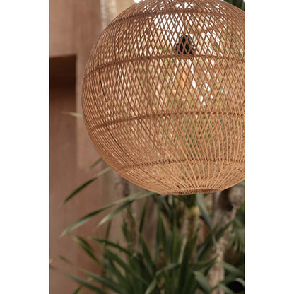 Handgewebter Rattan-Kugelpendelschirm 50 cm – natur, mittel