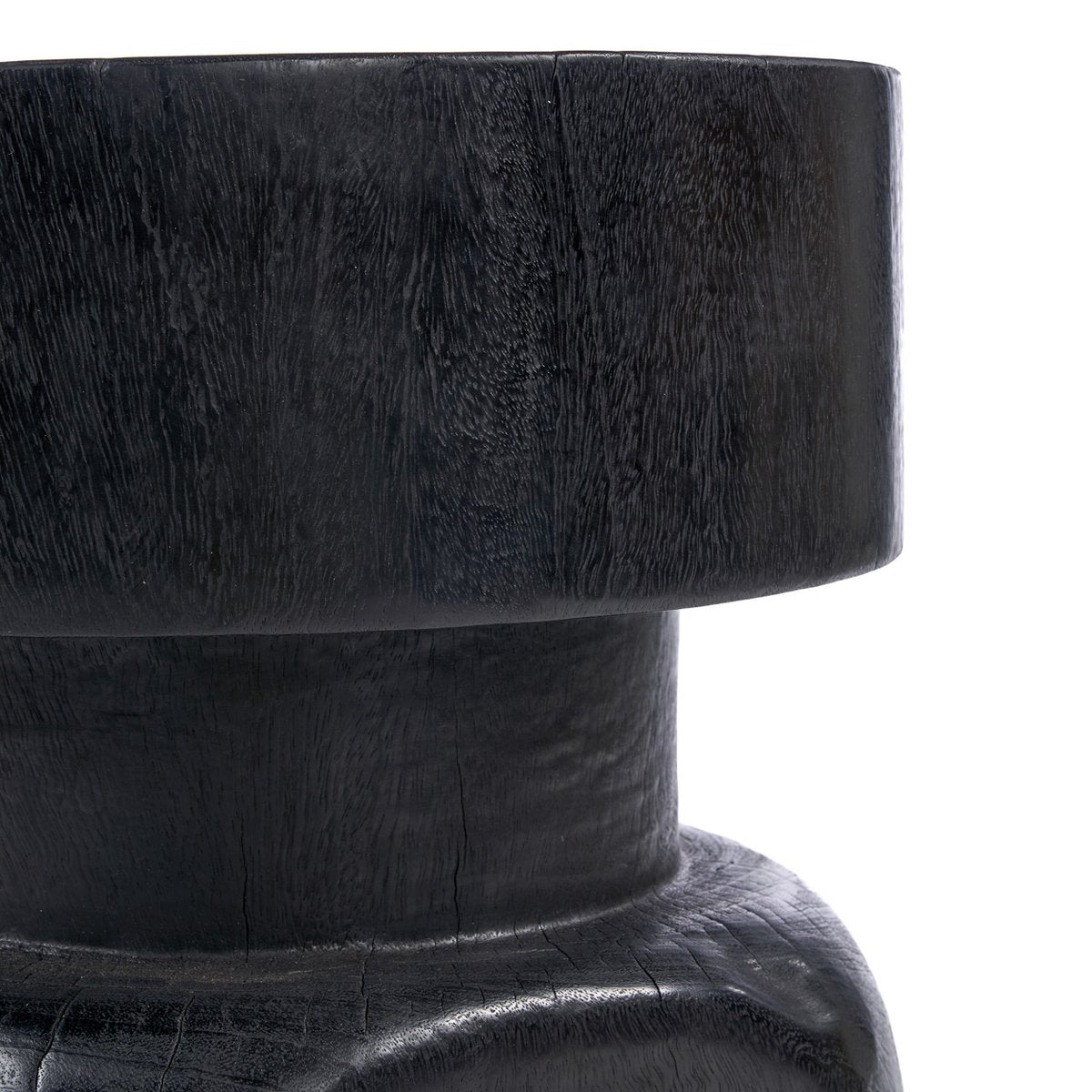 Black wood stool, 40 cm - carved form