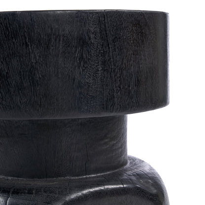 Black wood stool, 40 cm - carved form