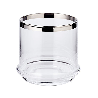 Handgeblasene Glasdose Lia, 29cm mit Deckel – Platinrand
