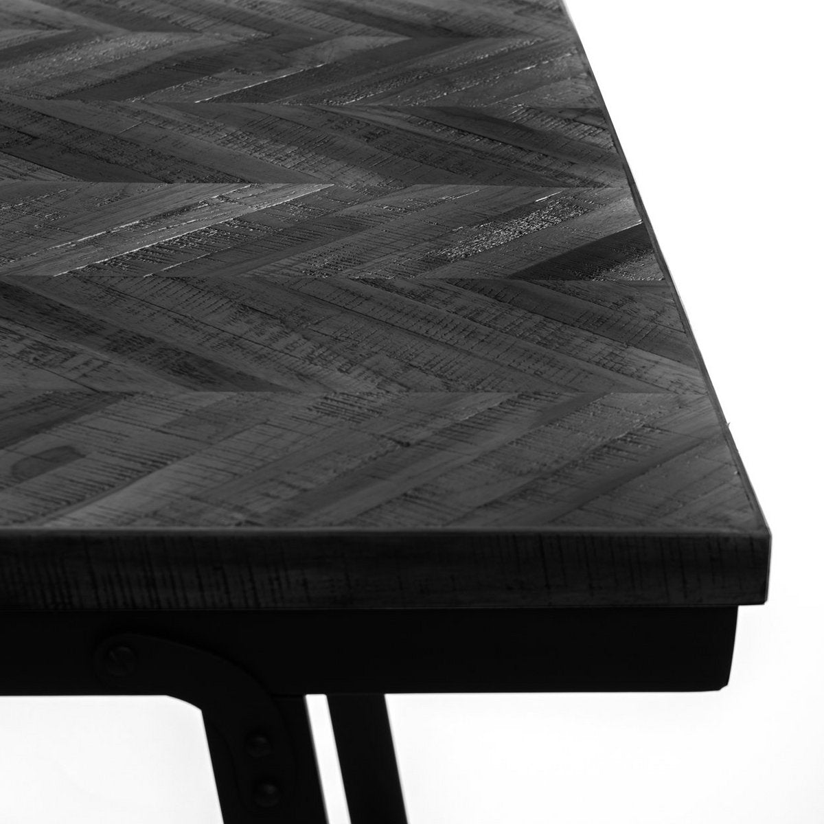 Herringbone high table, black teak - 140 cm