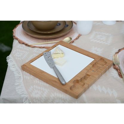 Ostebakke af bambus med porcelæn og rustfrit stål – 29 cm
