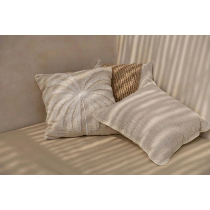 Cotton and raffia cushion cover, 50×50 cm - Natural white