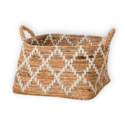Seegras- & Baumwoll-Aufbewahrungskorb 45×45 cm – quadratisch geflochten