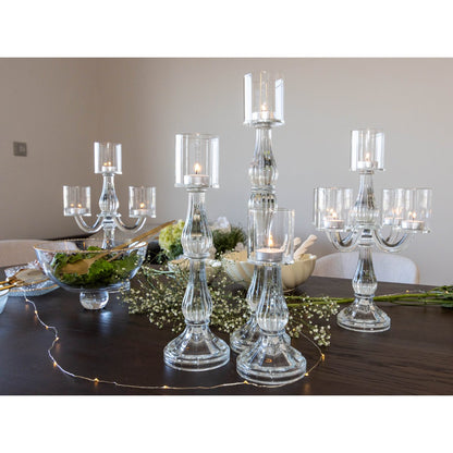 Glass chandelier, 5 lights, transparent - H35cm
