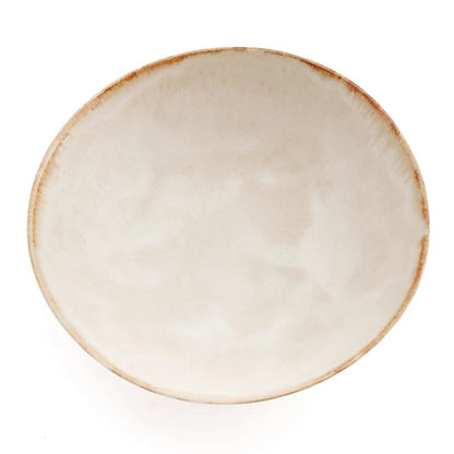 Stoneware serving bowl, white with gold – M