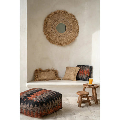 Raffiakissenbezug 30×50 cm – handgewebt, Natur-Beige