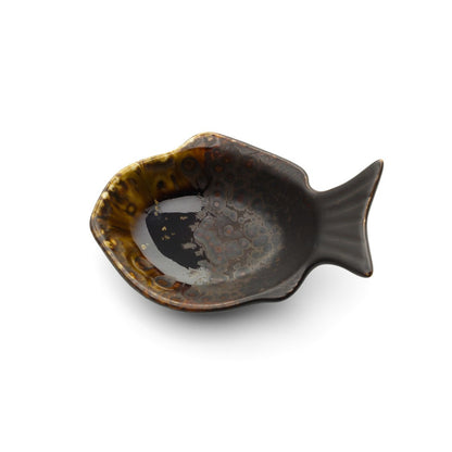 Ceramic fish-shaped bowl, small - brown