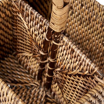 Rattan-Besteckkasten, zweiteilig – Natur Hellbraun