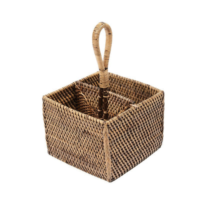 Rattan-Besteckkasten, zweiteilig – Natur Hellbraun