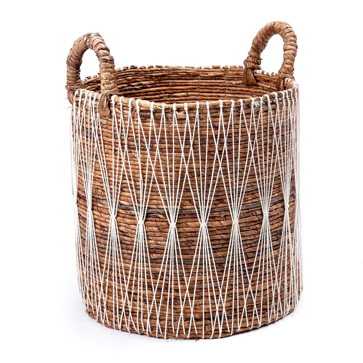 Opbevaringskurv i jute og bomuld L, 40 × 44 cm - håndvævet i Indonesien
