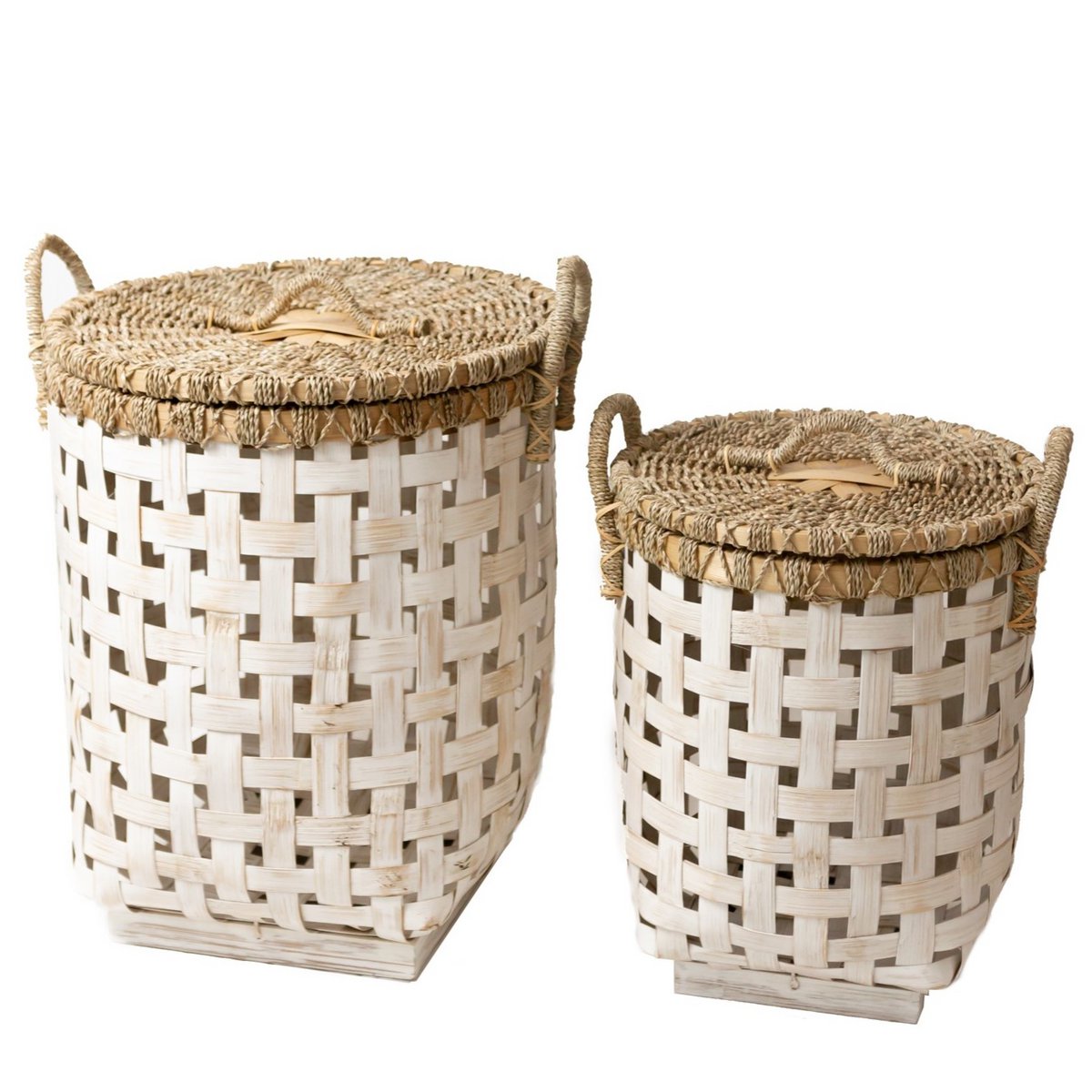 Wäschekorb IRAYA aus Bambus und Rattan mit Deckel, 41 cm
