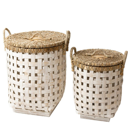 Wäschekorb IRAYA aus Bambus und Rattan mit Deckel, 41 cm