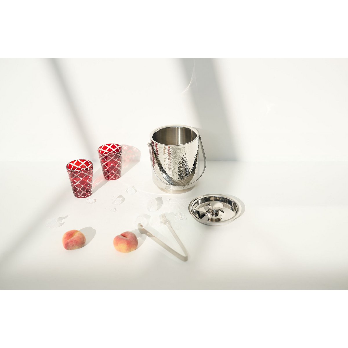 Hand-cut crystal glasses Dio, red, set of 6, 10 cm high