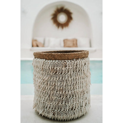 Pandan shell basket 34 × 40 cm - cylinder