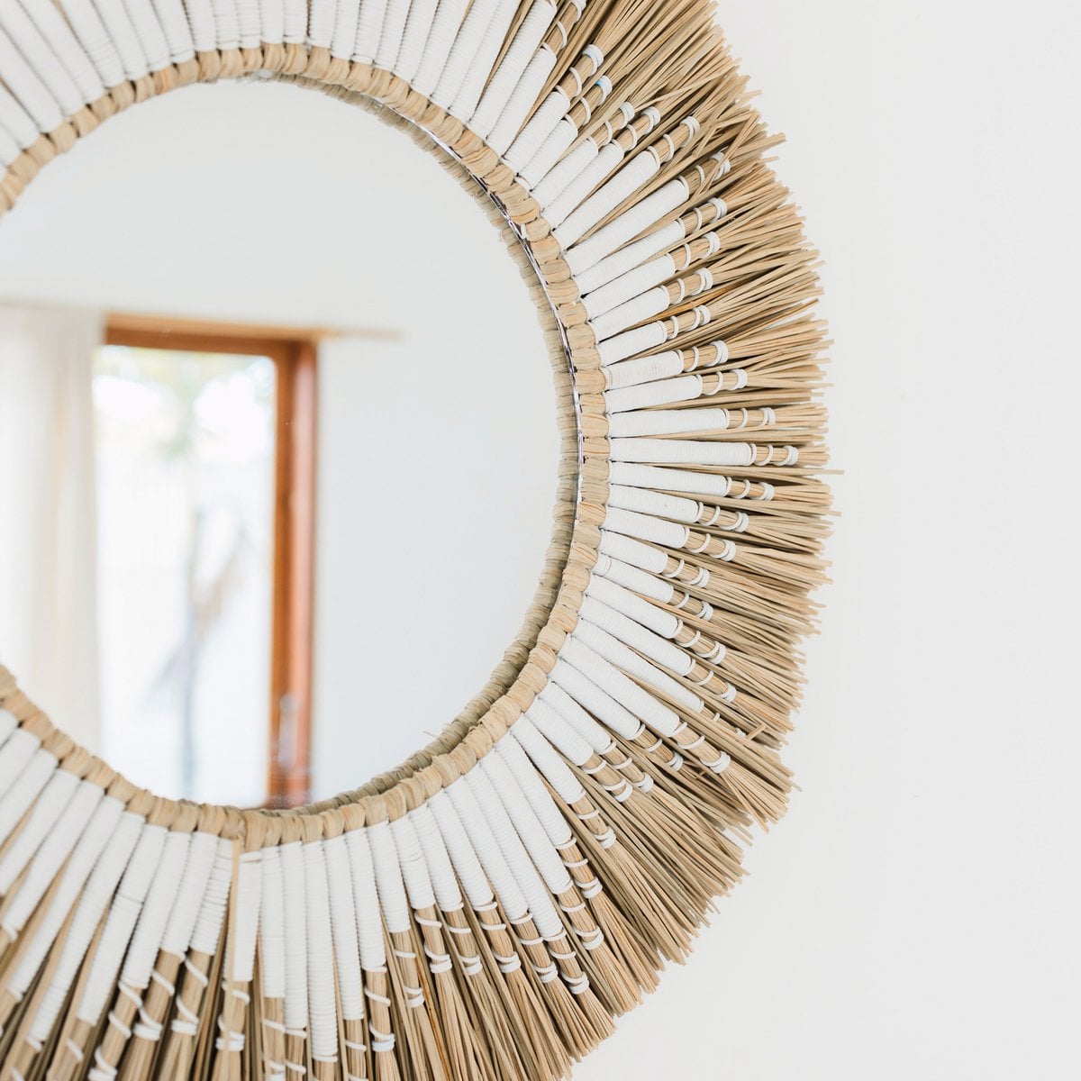 Seagrass round wall mirror 60 cm RANDU – cotton fringe
