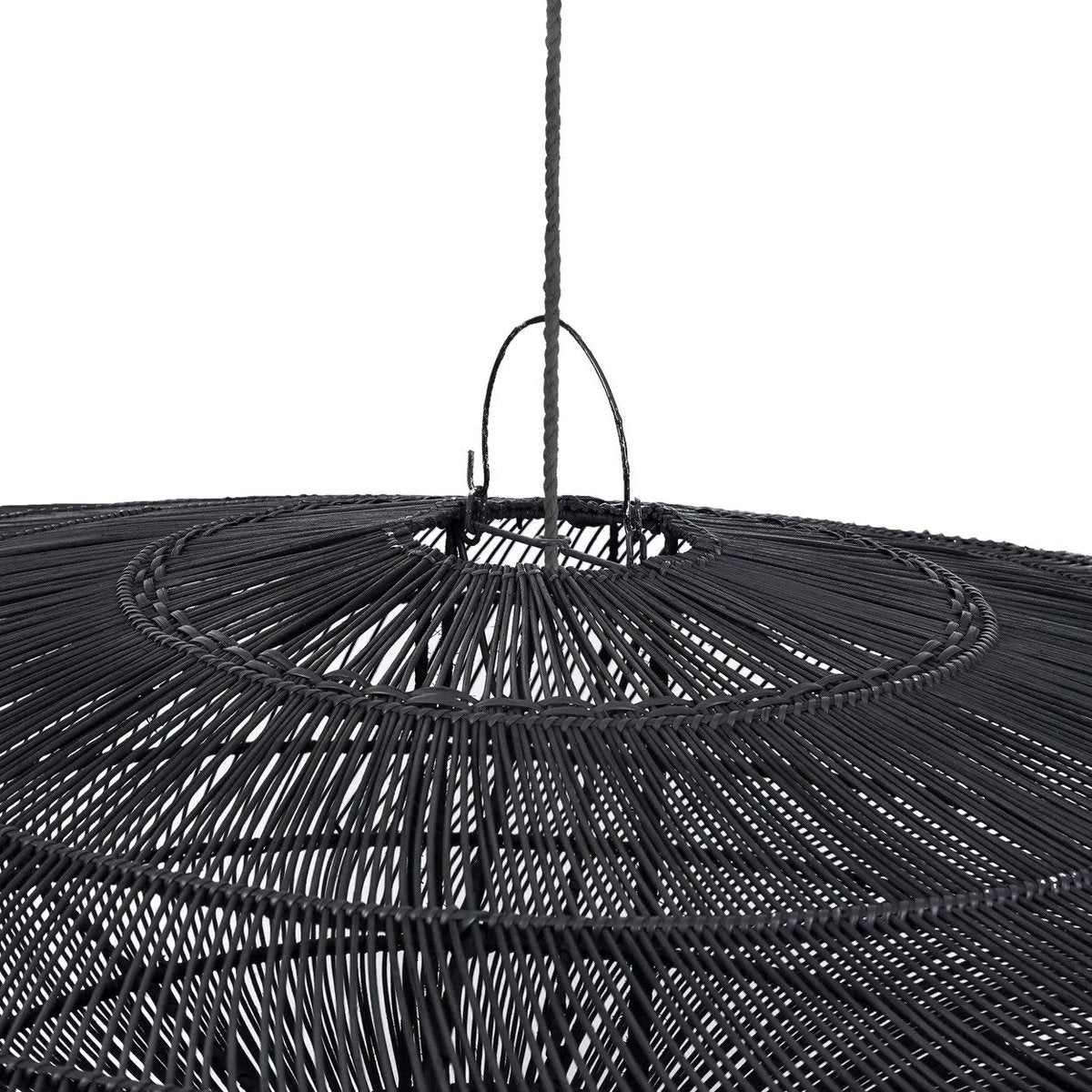Black rattan macaron pendant light XL - 150 cm wide