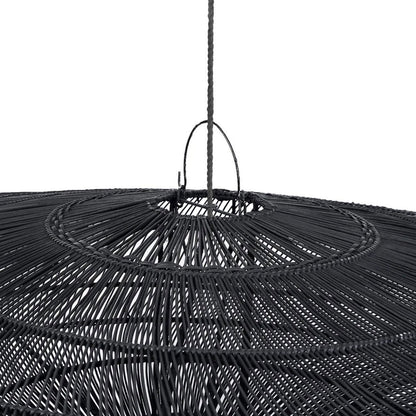 Black rattan macaron pendant light XL - 150 cm wide