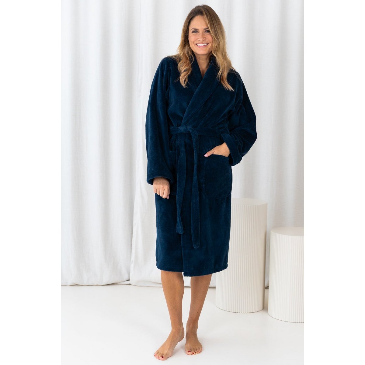 Doppelseitiger Bademantel S - Dark denim