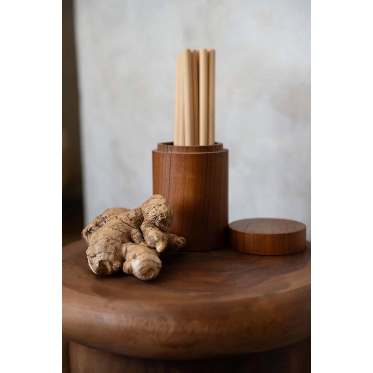 Teak root storage jar 8 × 12 cm - brown, Indonesia