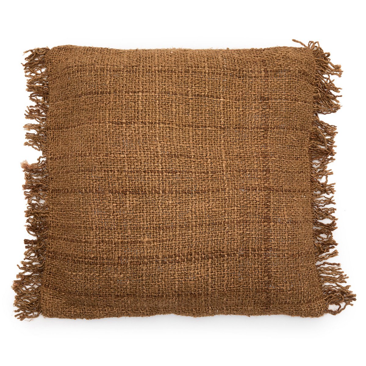Handgefärbter Baumwoll-Kissenbezug 60×60 cm – uni braun