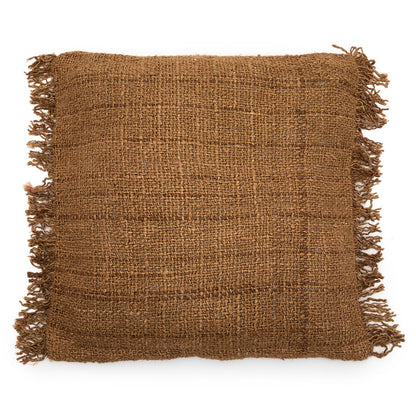 Handgefärbter Baumwoll-Kissenbezug 60×60 cm – uni braun