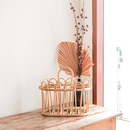 Aviskurv i rattan KUNO - naturlig beige
