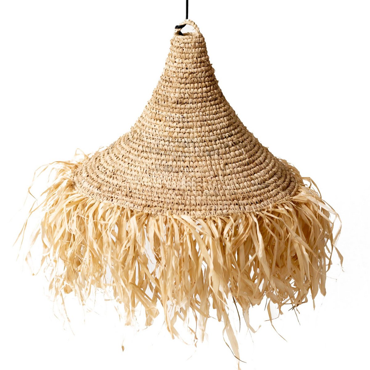 Raffia lampeskærm RUMBAI Ø40×30 cm – rattanramme