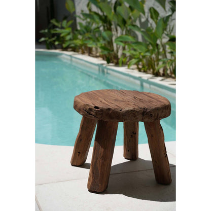 Wood rustic side table natural 50 × 50 × 40 cm – made in Indonesia