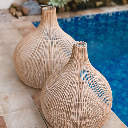 Rattan & metal pendant shade ALAM 40 cm – Indonesian craft