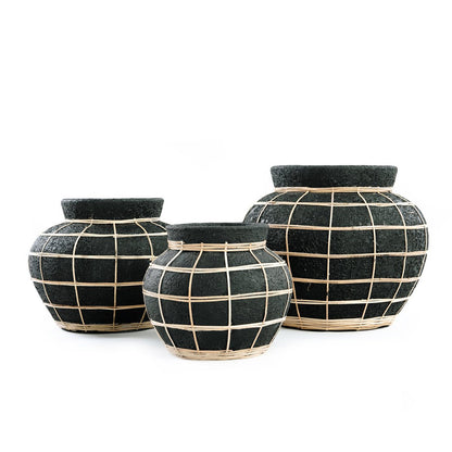 Terrakotta mavevase sort natur 33 × 27 cm – stor, Indonesien