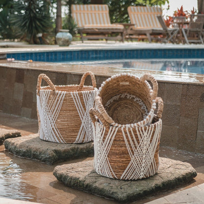 Jute & cotton storage basket LAWU 40 cm - handwoven, size L