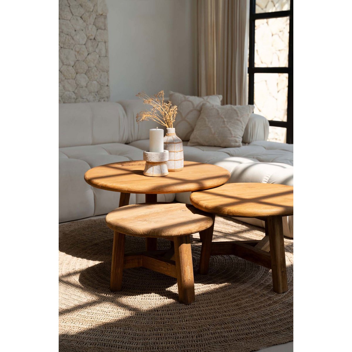 Couchtisch Holz, 80 cm rund - Natur