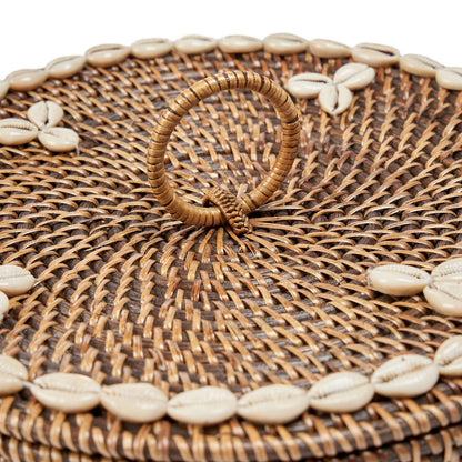 Rattan ruminddelt kurv, naturlig brun