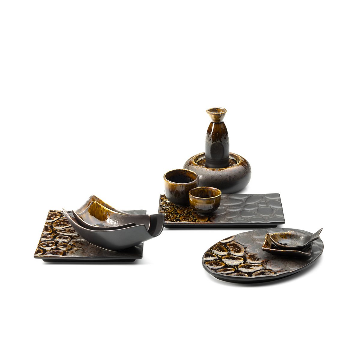 Ceramic fish-shaped bowl, small - brown