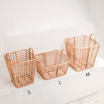 Rattan opbevaringskurv KUPANG S – 34 × 34 × 37 cm