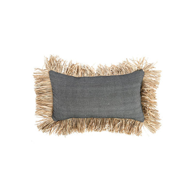 Kissenbezug aus Baumwolle mit Bastfransen, 30×50 cm - Schwarz gepunktet
