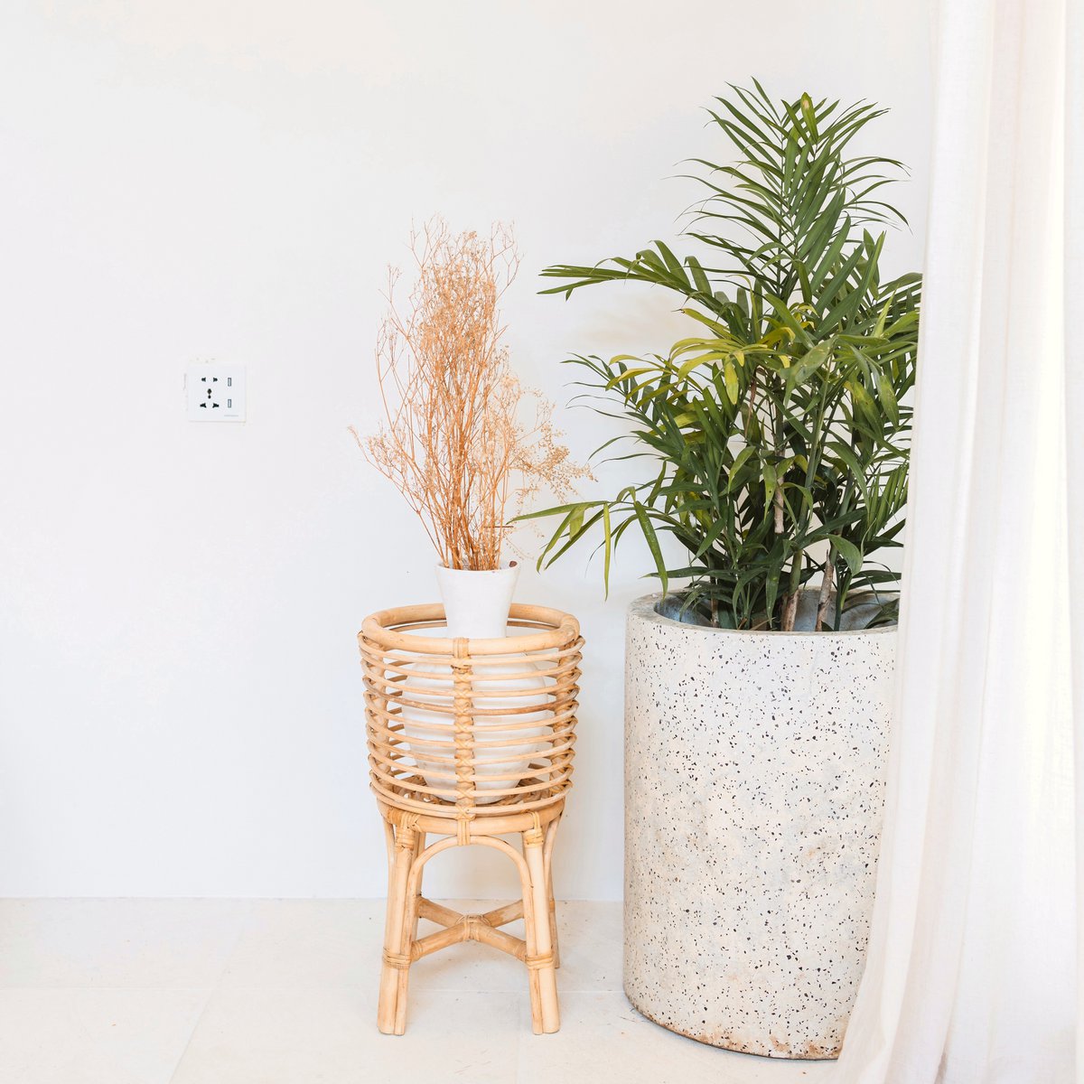 Pflanzenständer Rattan AKARA – 28 cm Durchmesser, 50 cm hoch