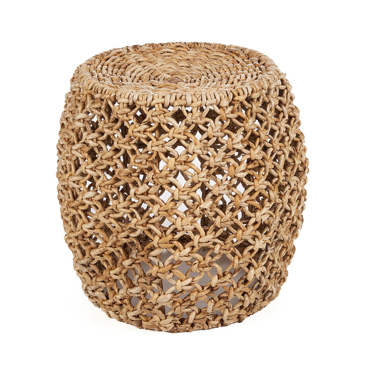Taburet af palmefibre og træ, 49 × 45 cm - Natur