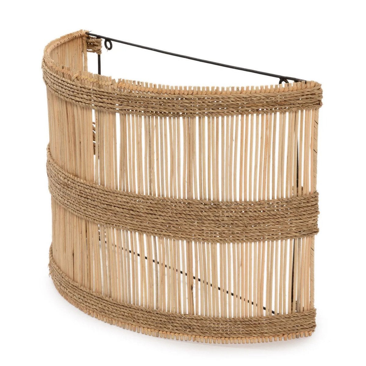 Rattan-Wandleuchte 45 cm – handgewebt, naturfarben