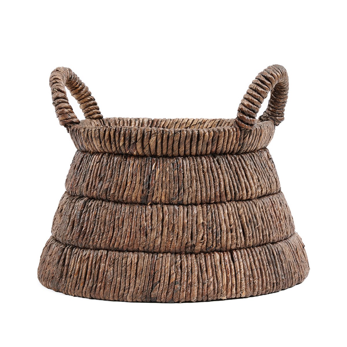Palm-leaf storage basket - round woven design
