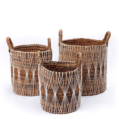 Opbevaringskurv i jute og bomuld L, 40 × 44 cm - håndvævet i Indonesien