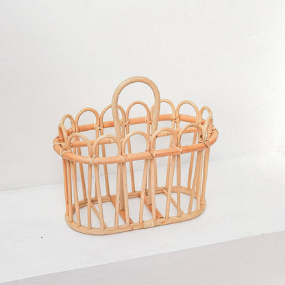 Aviskurv i rattan KUNO - naturlig beige