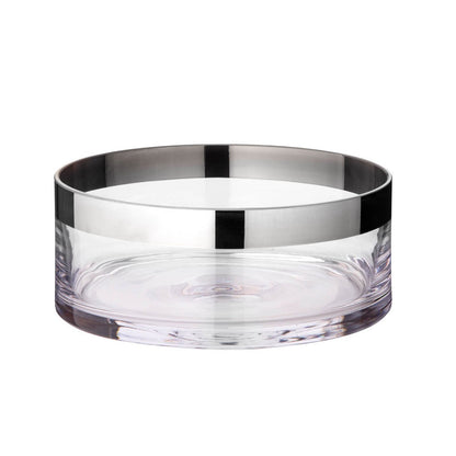 Hand-blown crystal bowl, silver rim, 20 cm - flower shape