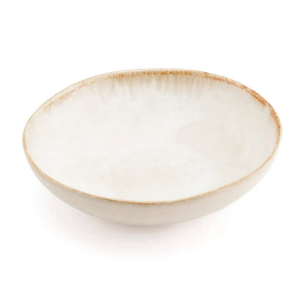 Hvid stentøjs pastatallerken 22 × 4,5 cm - fremstillet i Portugal