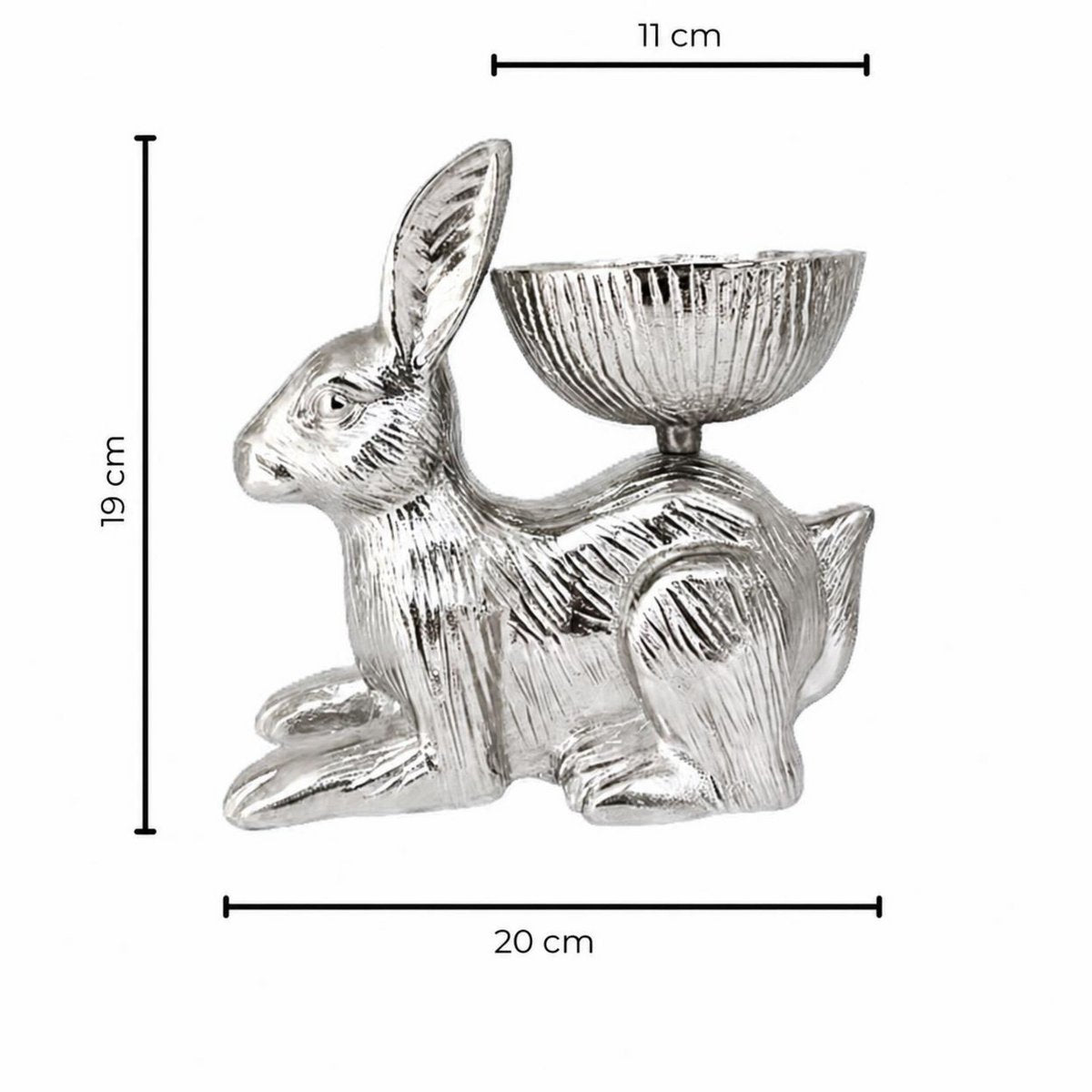 Aluminium-Dekoschale mit Hasenmotiv, 19 cm