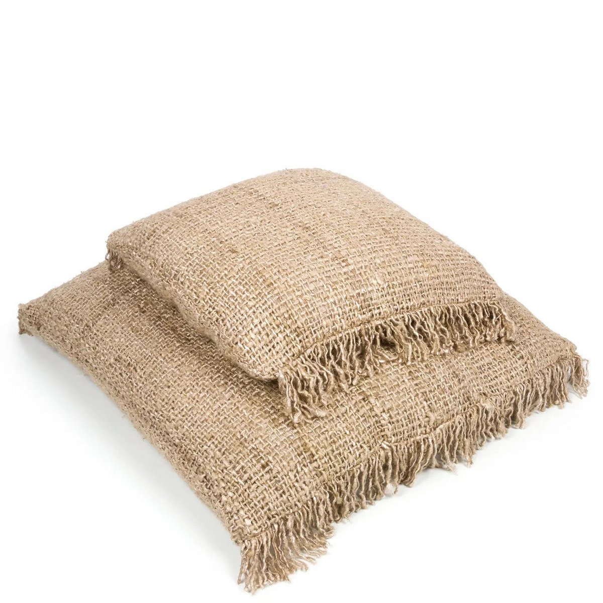 Håndfarvet bomuldspudebetræk 60×60 cm – ensfarvet beige