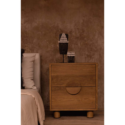 Teak nightstand, 50 cm - 2 drawer
