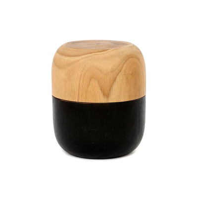 Træ dobbelskål 12×14 cm - rund, høj form