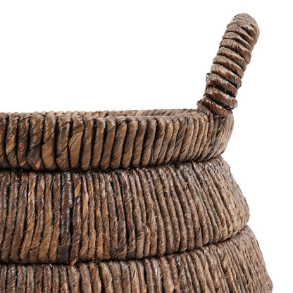 Palm-leaf storage basket - round woven design